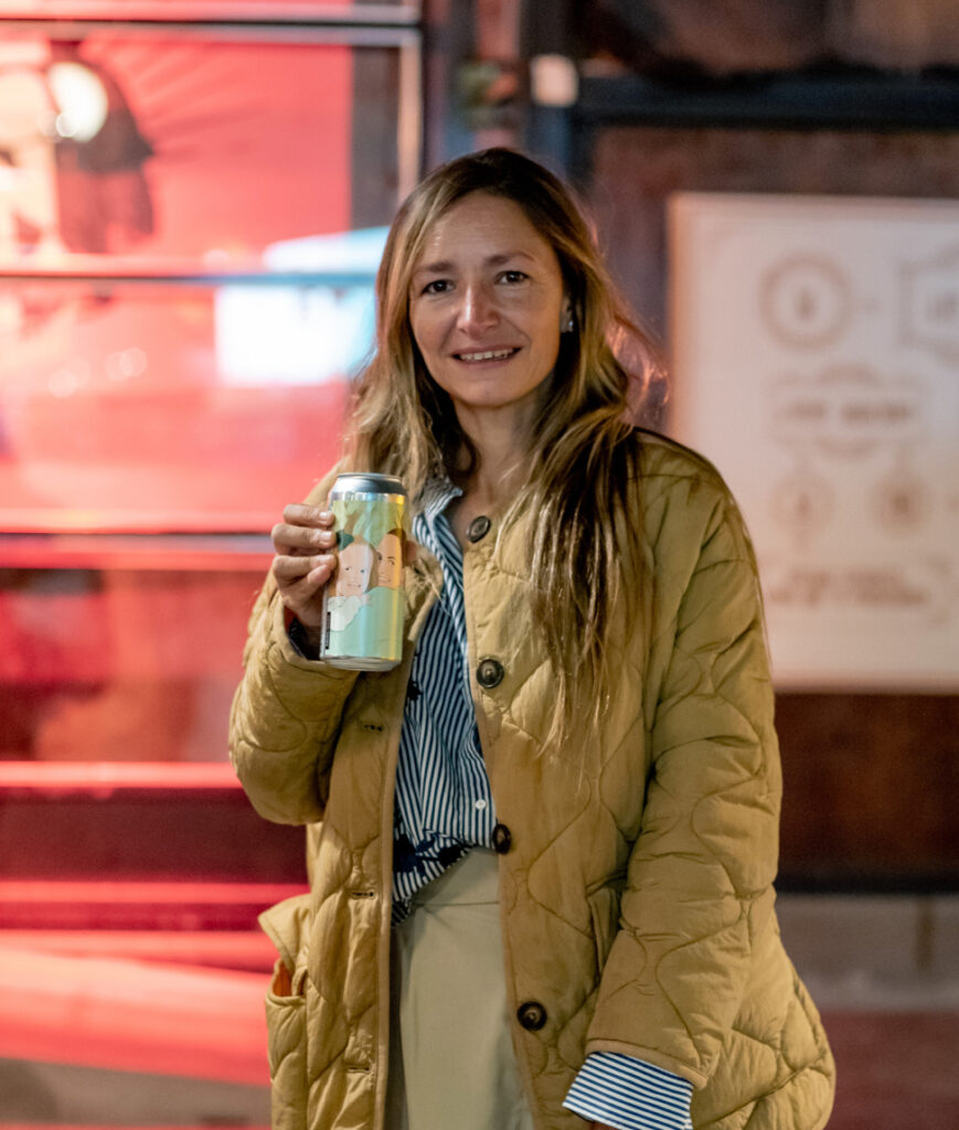 Cecilia Albino receiving her special edition of beers