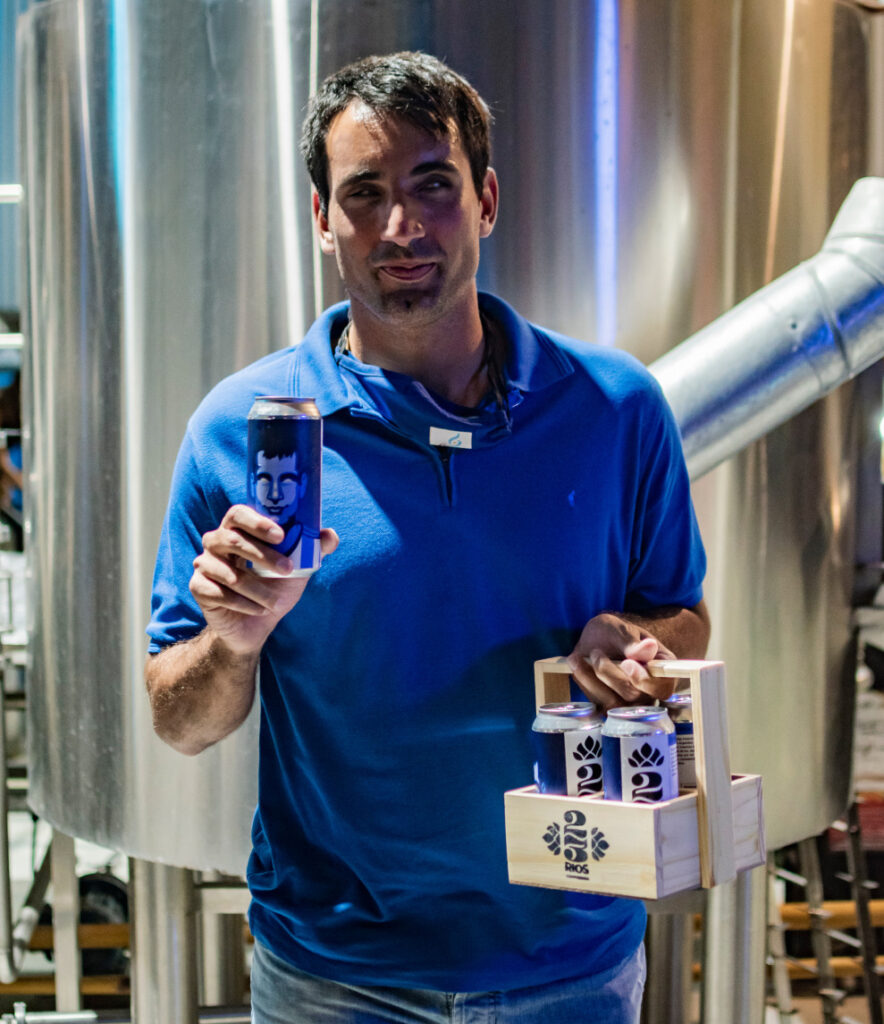 Federico Accardi receiving his special edition of beers