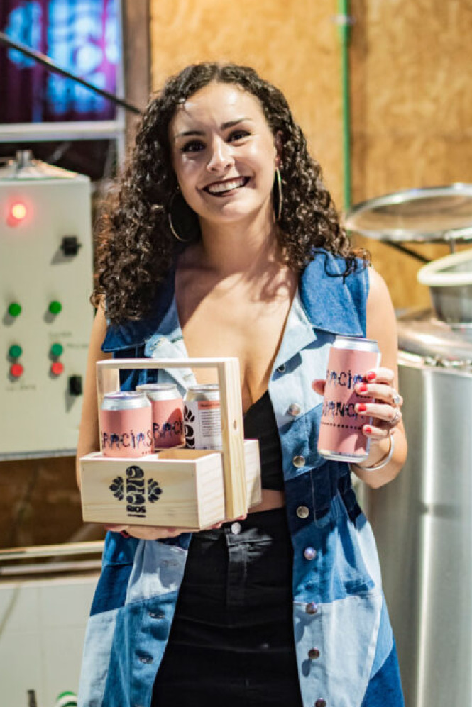Bianca receiving her special edition of beers