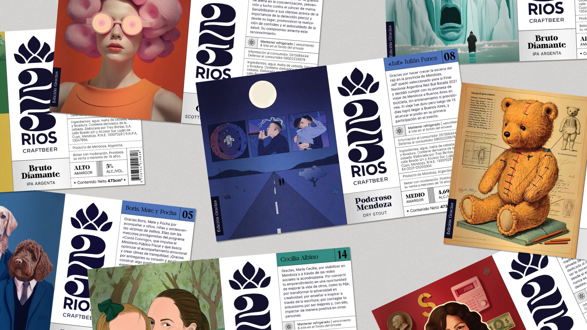 Labels for the Edición Gracias 23 Ríos